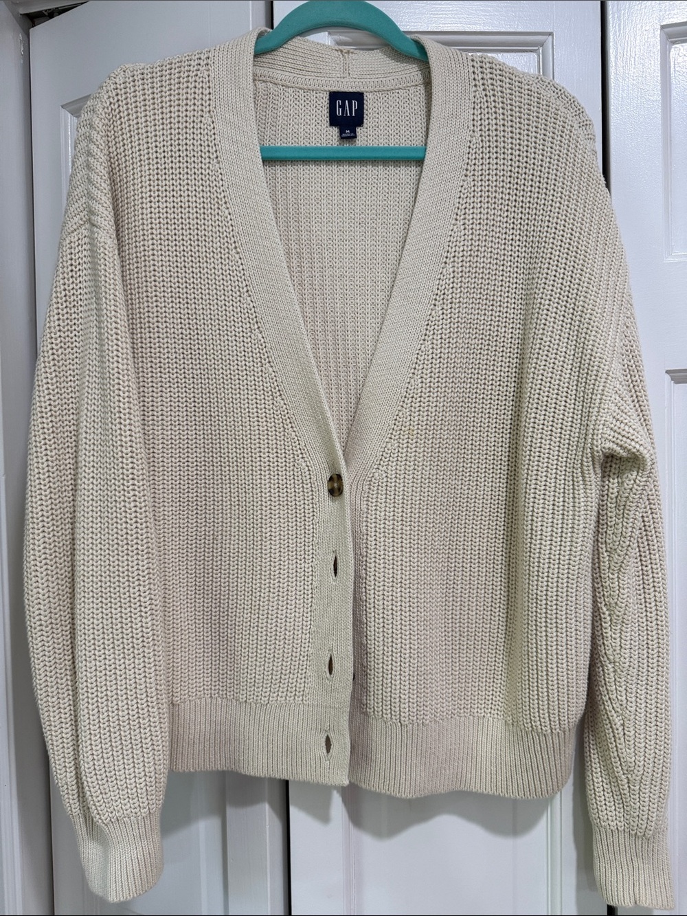 GAP Ivory Chunky Knit Button Cardigan